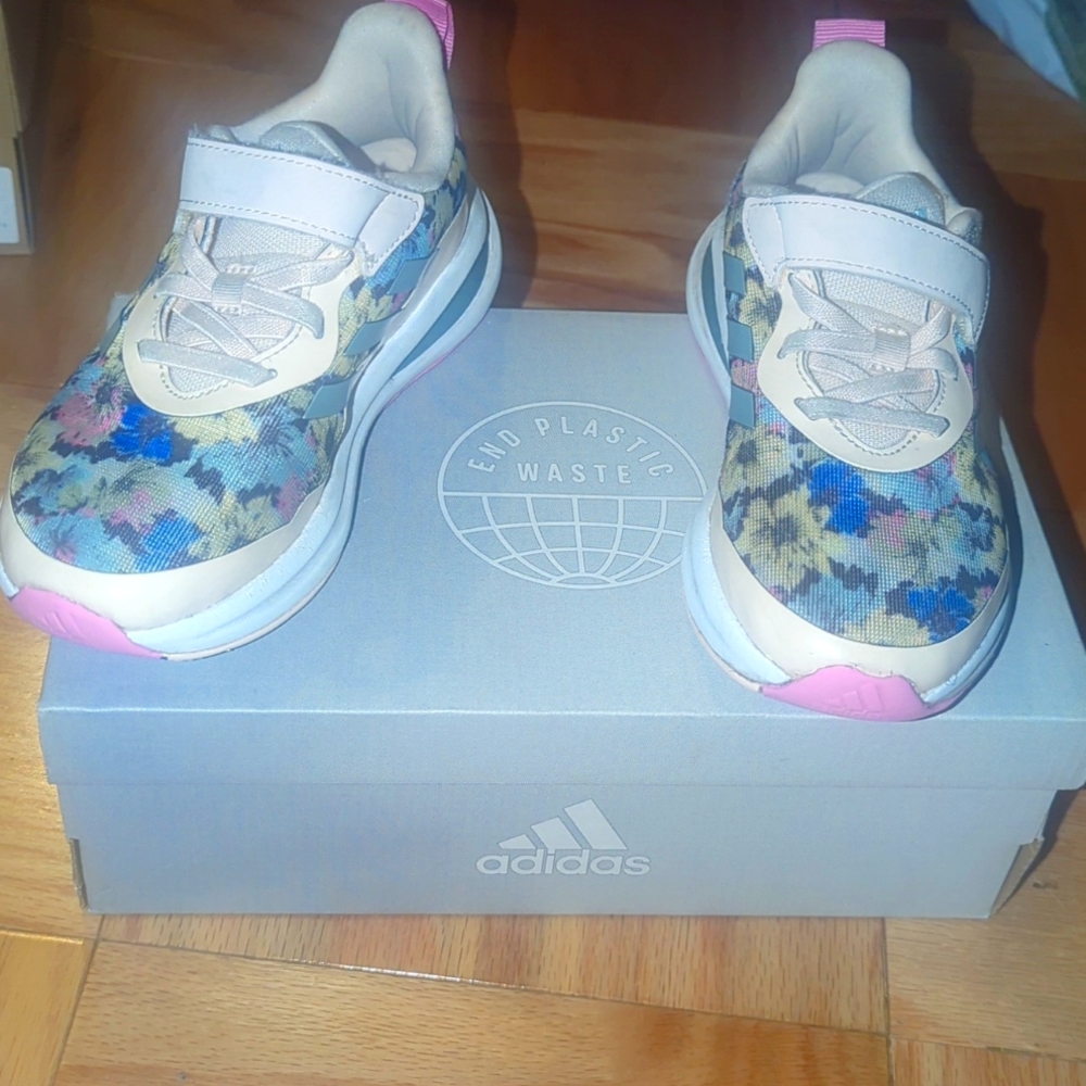 Little Girl Floral Adidas Sneakers Size 12.5